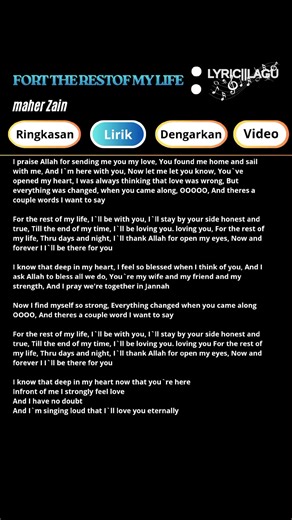 #maher zain so soon full lyrics #LirikLagu fort the restof my life#rayakankepulangan