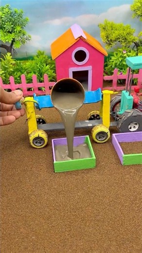 😱 Real Working Mini Tractor Making Cement Pillar | Amazing DIY Construction Machine 🚜 #shorts