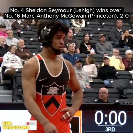 Saturday Night Lights on Instagram: "No. 4 Sheldon Seymour (Lehigh) survives No. 16 Marc-Anthony McGowan (Princeton) after a crazy final sequence. McGowan appeared to score a takedown in the final 10 seconds, but it was reversed after review, sealing the win for Seymour. Do you think this was a takedown? 👇👇"