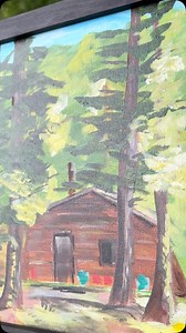 Cabin in the Woods. A plein air 10x10 study from a few years back. I remember filming this one but I can’t find the recording anywhere. 🥲🥲 We stayed at a mountain cabin in Lincoln, MT a few years ago and I painted this cute little cabin that was looking at us from our front porch. We just purchased an rv and you know what that means!! I can’t wait to paint more plein air scenes on our travels. | Gin's Den Art