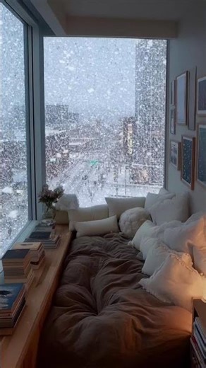 Cozy Snowy Window Nook Reading Spot for Relaxing Winter Vibes Everyday #vibes