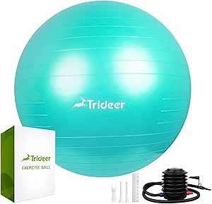 Trideer Exercise Ball (45-85cm) Extra Thick Yoga Ball Chair, Anti-Burst Heavy Duty Stability Ball Supports 2200lbs, Birthing Ball with Quick Pump (Office & Home & Gym)