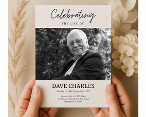 Funeral Program Template, Memorial Program, Editable Memorial Service Template, Celebration of Life, Printable Funeral Program - Etsy Canada