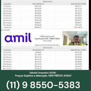 Amil PEQUENAS E MICRO EMPRESAS tabela preços 2026