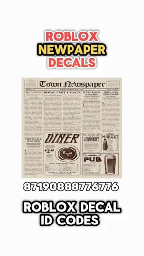 Newspaper roblox decal id codes 4 u!💕 #bloxburg #berryavenuecodes #roblox #robloxidcodes #idcodes