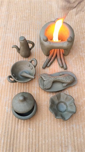diy clay kitchen set, #art, #creativeclayideas #diy #claykitchenset #chinaclay #blackclay #claying