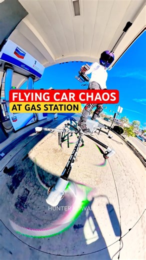 Flying Car at Gas Station Causes Chaos. SkySurfer Aircraft 🚁 Flying Drone Vehicle #shorts