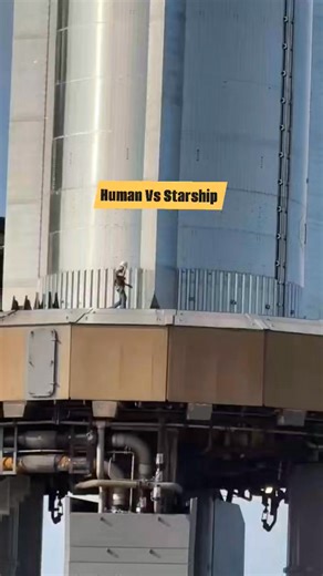 Human Vs Starship- Scale 😳 The rocket consists of two main parts: 🔥 Super Heavy Booster – The first stage powered by 33 Raptor engines, providing the massive thrust to lift Starship into orbit. 🛸 Starship Spacecraft – The upper stage with 6 Raptor engines, capable of carrying up to 100 passengers or 150 tons of cargo into space. Each Raptor engine runs on liquid methane and oxygen, making the system efficient and reusable. The rocket’s heat shield tiles, aerodynamic flaps, and Mechazilla laun