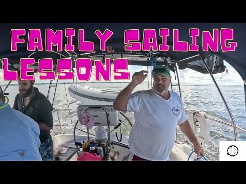 Family Sailing Lessons:Teaching Sailing Basics on our Beneteau Sailboat & Enjoying Beach Swims Ep 77