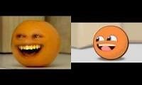 Mix of 2 videos from youtube : The annoying orange (hey apple!) realistic vs animation