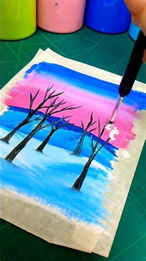 Easy Canvas Painting Tutorial For Beginners #creative #paintingideas #minipainting #exploreart#viral