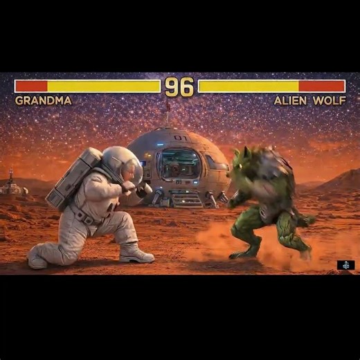 Street Fight on Mars...Grandma vs Alien Wolf