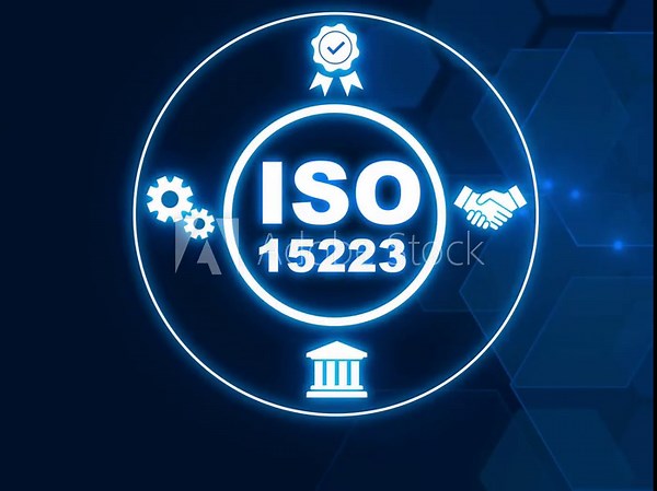 ISO 15223 is an international standard that provides requirements and guidance on symbols used in medical device labeling. Showing ISO icons on virtual screen.