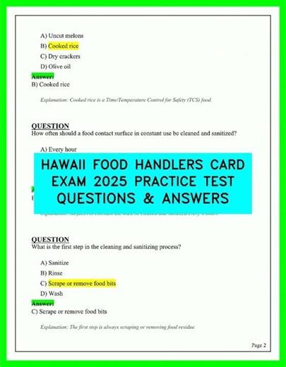 HAWAII FOOD HANDLERS CARD EXAM 2025 | PRACTICE TEST Q&A (PASS FAST!) UPDATED NEW