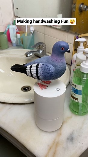 Check out this quirky pigeon-shaped soap dispenser! With every press, the soap hilariously comes out as if the pigeon is "pooping." It's a fun and unique addition to any bathroom or kitchen, sure to bring a smile to your face every time you wash your hands! | Creative Child