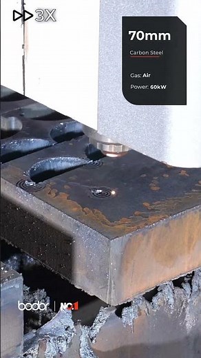 60kw bodor laser cutting demo 70mm cs