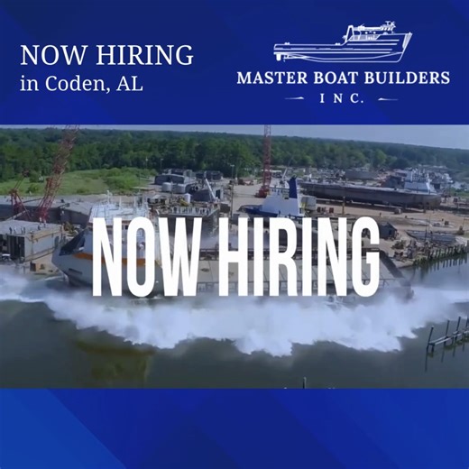 Apply Now: https://apply.aidt.edu/MasterBoatBuilders Master Boat Builders in #Coden, AL is seeking applicants for: 1st Class Pipe Fitter (Starting Pay: $25 per hour, based upon experience) 1st Class Pipe Welder (Starting Pay: $25 per hour, based upon experience) 1st Class Shipfitter (Starting Pay: $25 per hour, based upon experience) 1st Class Structural Welder (Starting Pay: $25 per hour, based upon experience) | AIDT