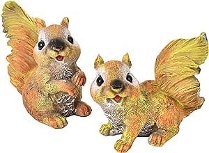 Sungmor Set of 2 Squirrel Outdoor Garden Statues, Resin Animal Sculptures Cute Squirrel Statue, Squirrel Figurines for Outdoor Lawn Yard Decor, Home Garden Ornament Housewarming Gift