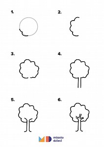 Jak narysować drzewo krok po kroku. Instrukcje rysowania do druku. Darmowe szablony, MiastoDzieci.pl