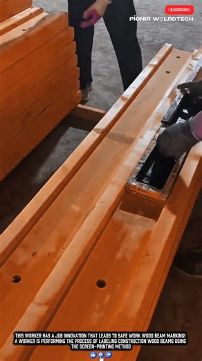 Worker Job Innovation: Safe Work Wood Beam Marking! #work