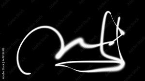 Animation of street doodle with white spray on a black background. Hand-drawn rough draft sketches. Monochrome 4k video with alpha channel. Textures, smudges, figure eights, boy, microphone, iceberg. Stock Video