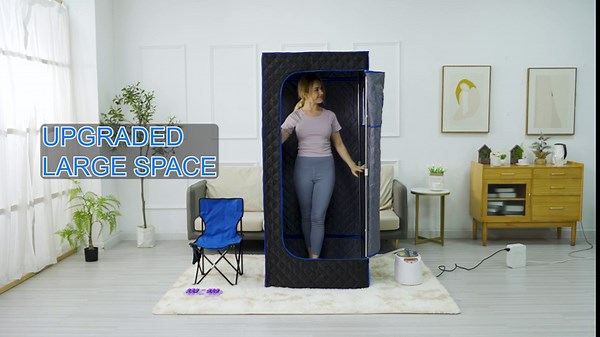 Sauna, Portable Sauna Box,Steam Sauna Tent for Home Spa,Large Space Personal Home Sauna Tent Full Body with 3L 1100w Steamer,Chair,Foot Massager,Remote Control Included (Black), TY-XZ12