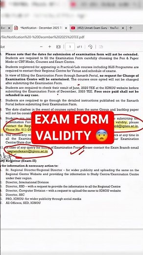 IGNOU Exam Form Help 2025 | Official Emails & Contact Numbers