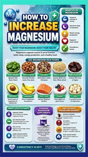 How to Increase Magnesium Naturally🥑Top Magnesium-Rich Foods for Better Sleep, Energy & Heart Health