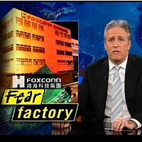 Jon Stewart talks with Siri about workers' conditions at Foxconn
