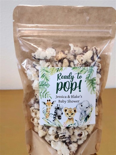 Ready to Pop! Safari Baby Shower Popcorn Favors 3 Inch Stickers & Bag - Etsy