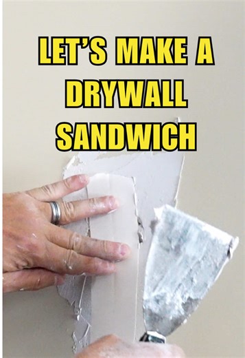 Fixing holes one sandwich at a time - no mayo, just mud. #drywallrepair #drywallsandwich