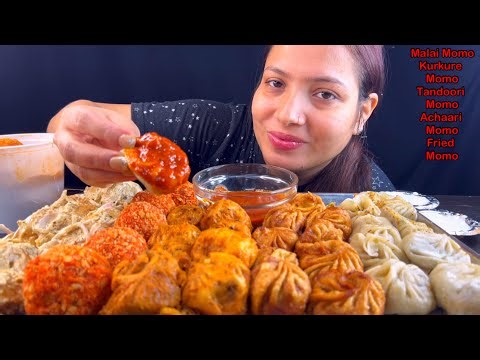 Eating Spicy🔥 Malai Momo, Tandoori Momo, Achaari Momo, Fried Momo, Kurkure Momo| Momo Eating Mukbang