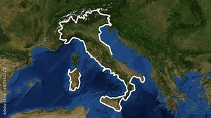 Italy on the world map flag and video title