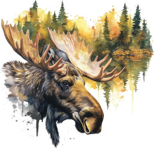 10 Moose Wall Art Clipart Set, Printable Watercolor Moose Nature Clipart, High Quality Jpgs, Digital Download, Commercial Use, Junk Journals - Etsy