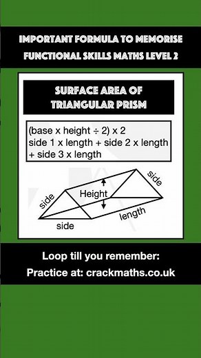 Surface Area of a Triangular Prism #maths #functionalskills