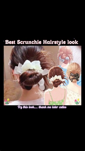 Best Scrunchie Hairstyle look 🎀 Tutorial 💓 Fairy Hair Lab 🍄