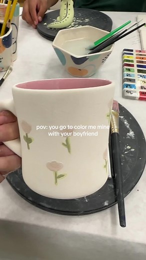 Naming our Pottery Creation at Color Me Mine - Date Night Fun!