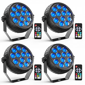 4Pack Rechargeable LED Par Can Lights, 50W RGB Wireless Uplighting, Battery Powered Stage Lights for DJ Wedding Party Events