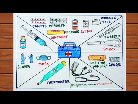 How to Draw First Aid Box Drawing / First Aid Kit Drawing With Colour