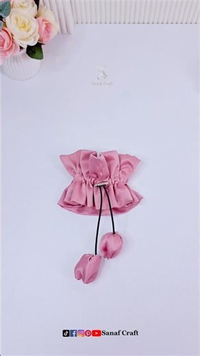 Ruffle Scrunchies with Tulip Flowers out of Satin Fabric