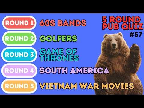 5 Round Pub Quiz | 60s Bands, Golf, Game of Thrones, South America & Vietnam War Movies (57)