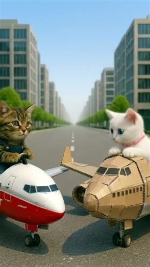 Kitten Teased for Playing with a Cardboard Passenger Plane, Dad Builds a Twin-Engine Plane #animalcomedy #kittenvideos #funnypetvideos #catstory #kitten