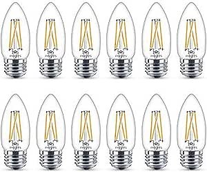 Philips LED Flicker-Free Clear Dimmable B11 Light Bulb - EyeComfort Technology - 300 Lumen - Soft White (2700K) – 3.3W=40W - E26 Base - Title 20 Certified - Indoor - 12-Pack