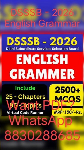 DSSSB 2026 English Grammar Pdf Notes | DSSSB 2026 English grammar Syllabus #dsssb #dsssbje #dsssbaso
