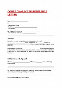 Court Character Reference Letter Template – Legal Support (PDF & DOC) - Etsy Canada