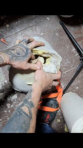 Pulling our Screaming Lady Head out of the mold. Has Something yellowing on the mold and latex this is from the paste wax residue I used when making the mold. #Sfx #Mold #Ultracal #Horror | Slaughterhouse FX