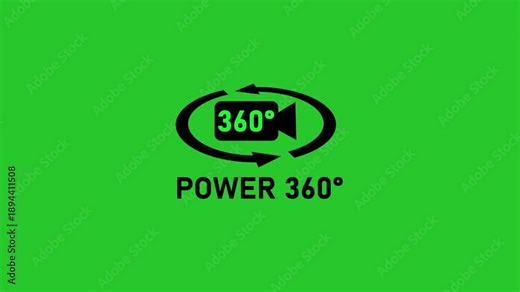 360 degree Power motion animation template green screen background.