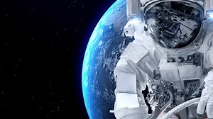 Astronaut spaceman do spacewalk while working for spaceflight mission at space station . Astronaut wear full spacesuit for operation . Elements of this image furnished by NASA space astronaut photos .