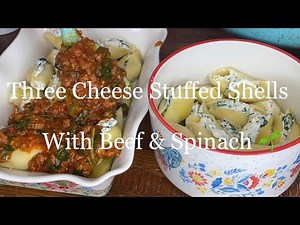 Three Cheese Stuffed Shells w/ Beef & Spinach 🌱|How to Make The Best Stuffed Shells!🤤|~Toni Elena