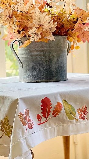 This is the easiest tablecloth DIY ever. Its so much fun to make. And since you are using a stencil you do not need to know how to draw. I promise. Head on over to my blog for an easy DIY. And bring some joy and beautiful fall colors in to your home. If you would like me to send you a clickable link to my blog just leave this comment below: tablecloth912 https://my100yearoldhome.com/an-easy-and-gorgeous-fall-tablecloth-diy/ | My 100 Year Old Home